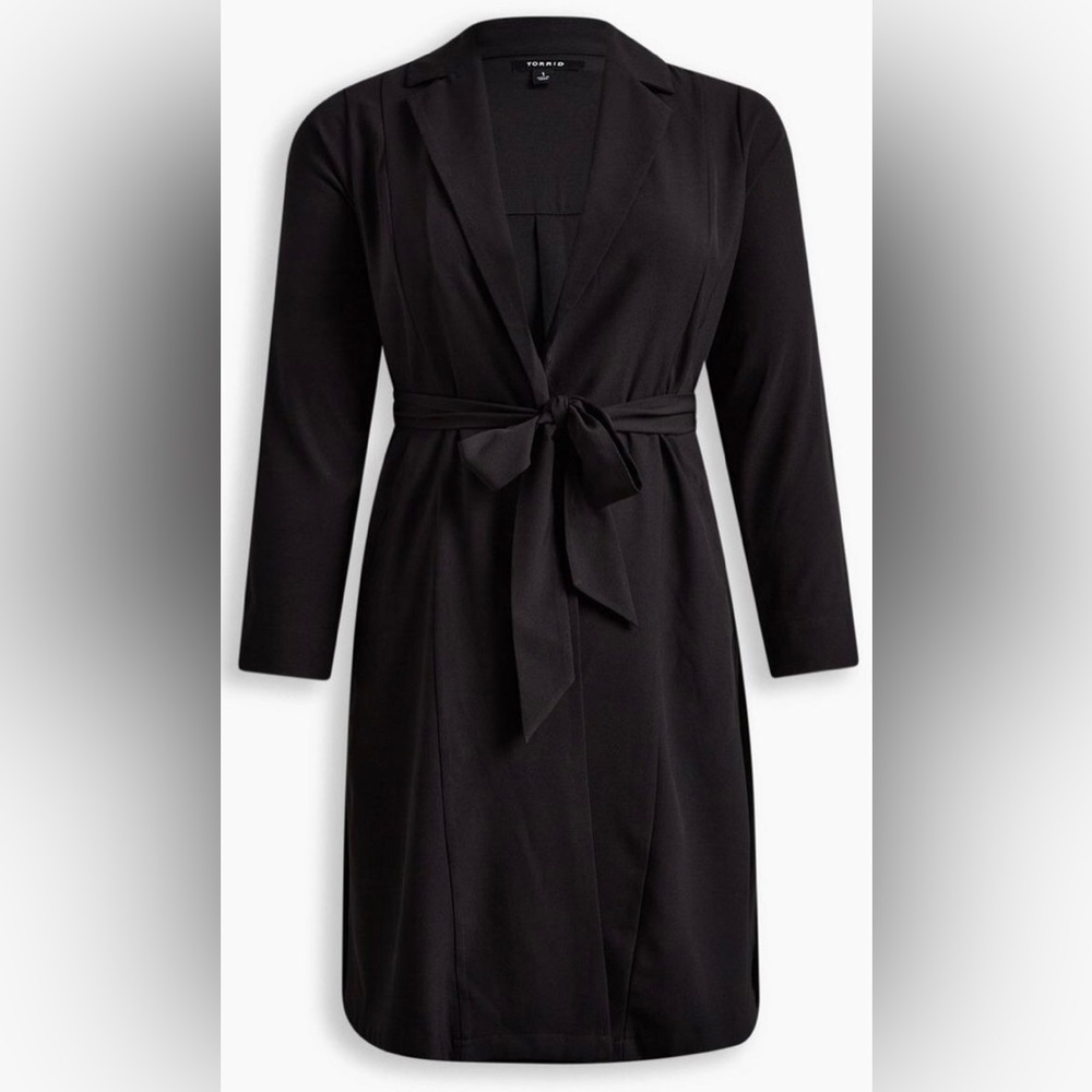 Lightweight Black Studio Crepe Drape Trench Coat 3x NWT